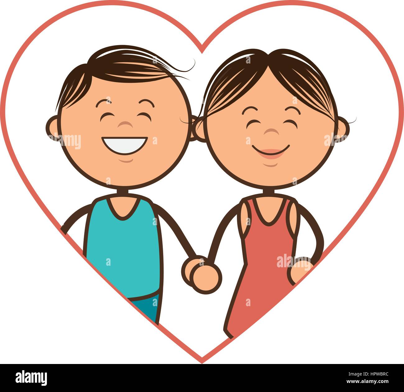 color silhouette with couple in heart shape Stock Vector Image & Art ...