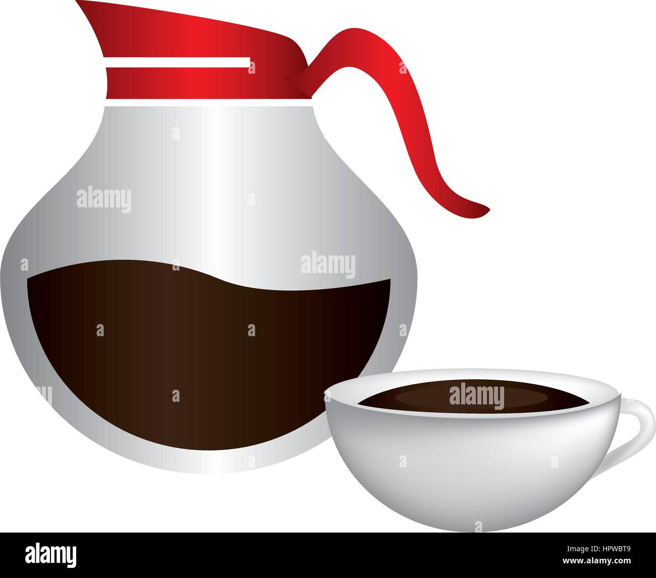 color silhouette with rounded glass jar of coffee with handle Stock
