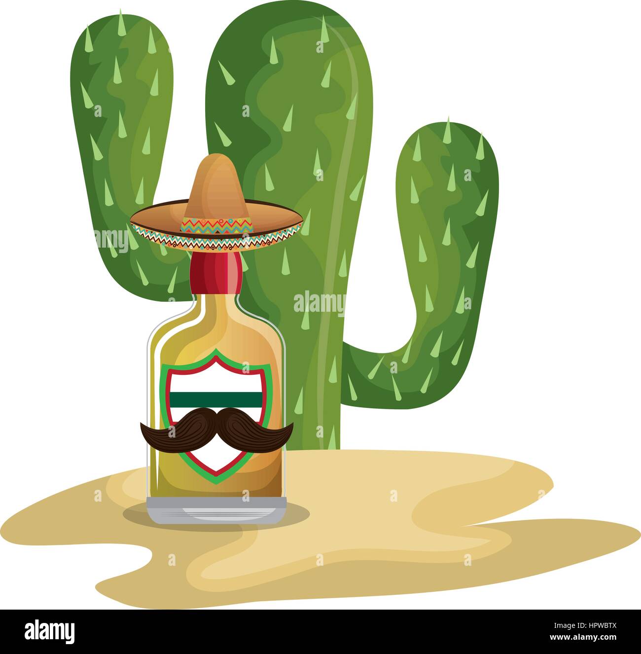 background Cactus with bottle of tequila Stock Vector Image & Art - Alamy