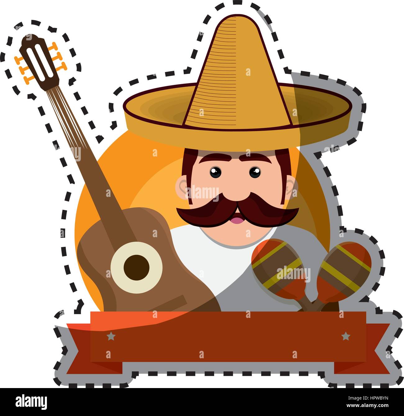 sticker background man with moustache and mexican elements Stock Vector ...