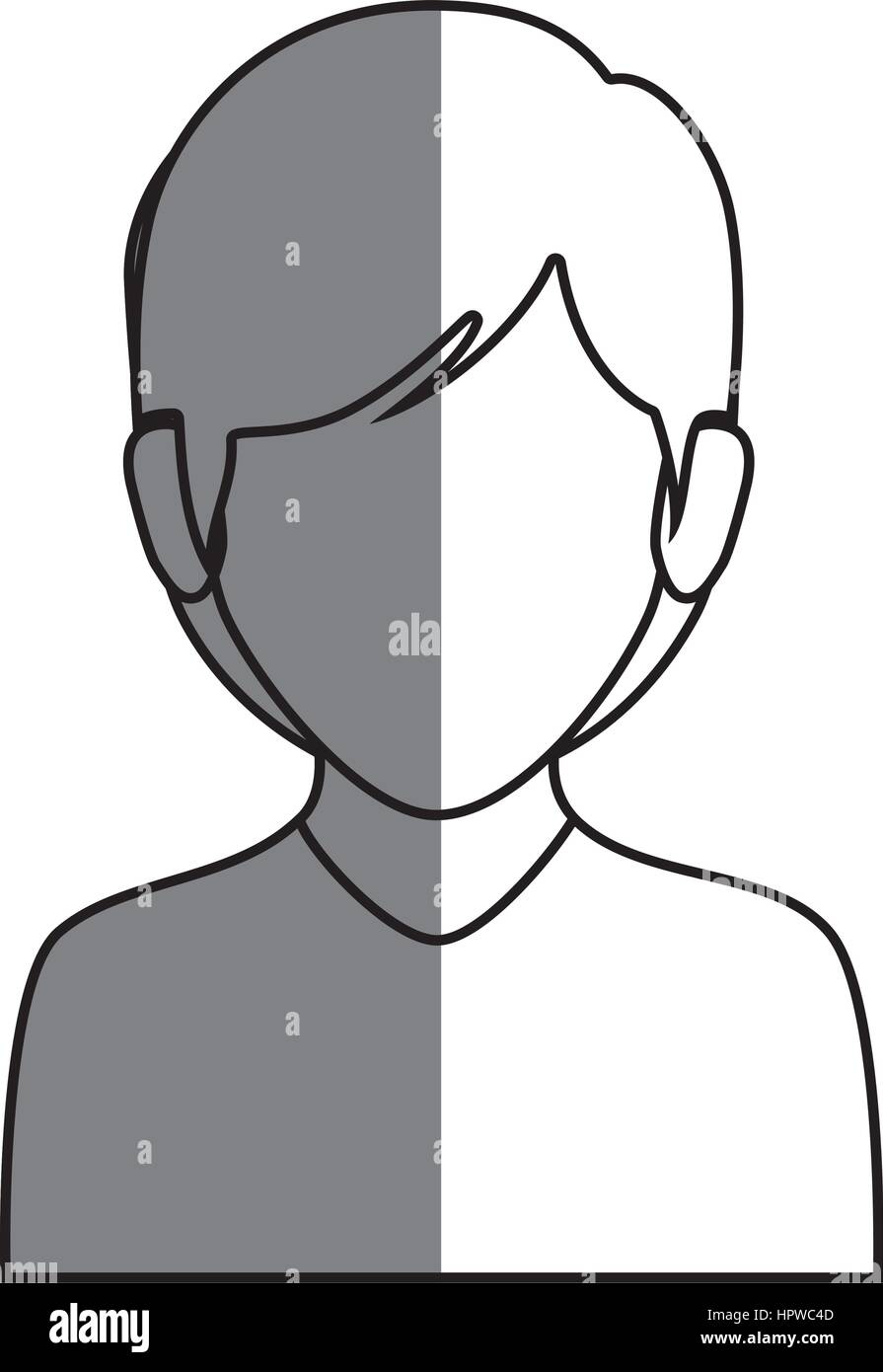 Half Face Less silhouette faceless half body woman with short hair Stock Vector Image ...