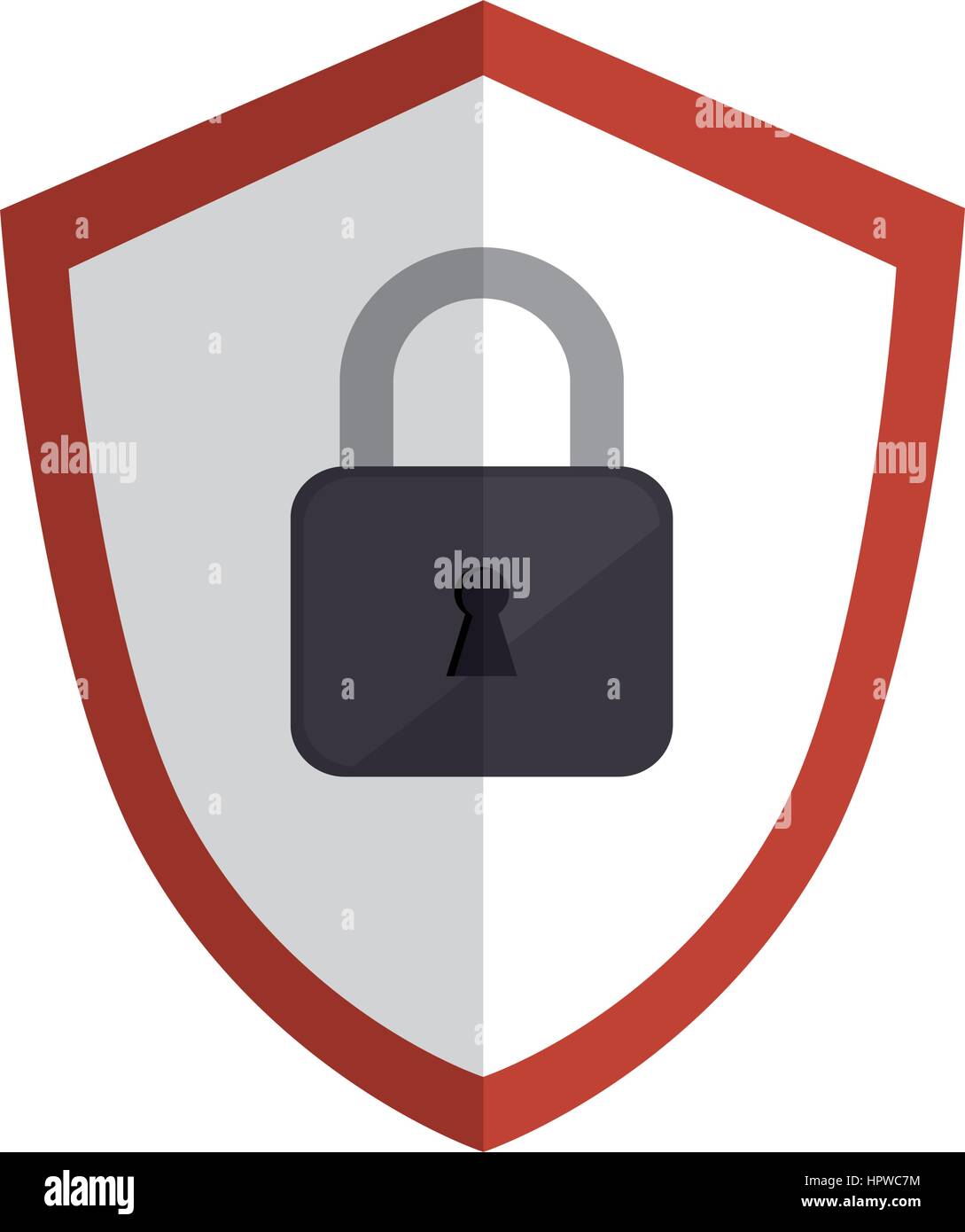 color silhouette emblem of shield with padlock Stock Vector Image & Art ...