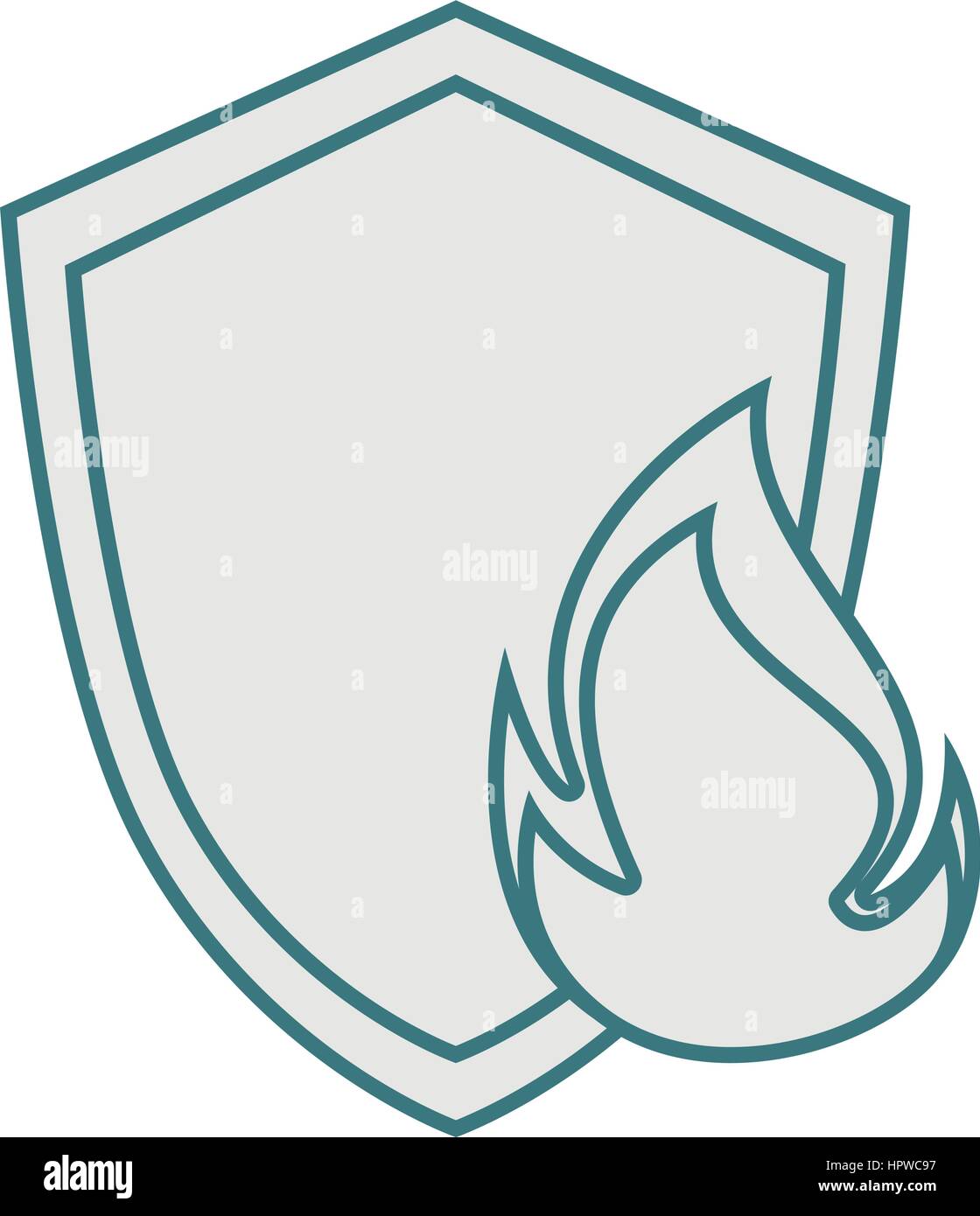 monochrome contour of shield with flame Stock Vector Image & Art - Alamy