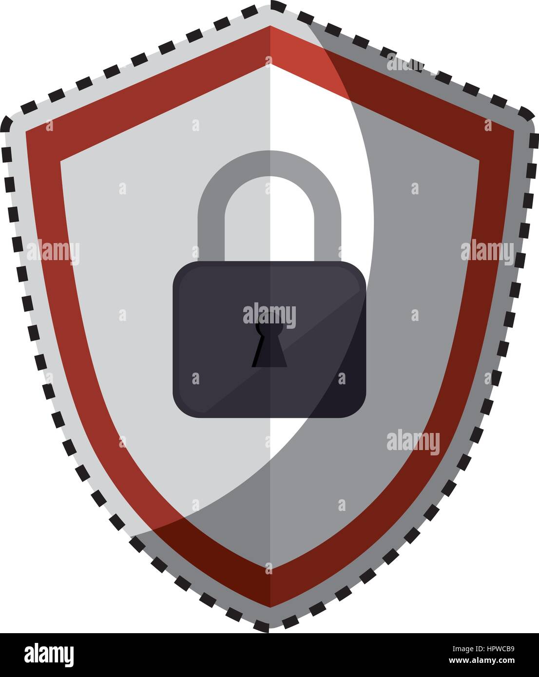 sticker color silhouette emblem of shield with padlock Stock Vector ...