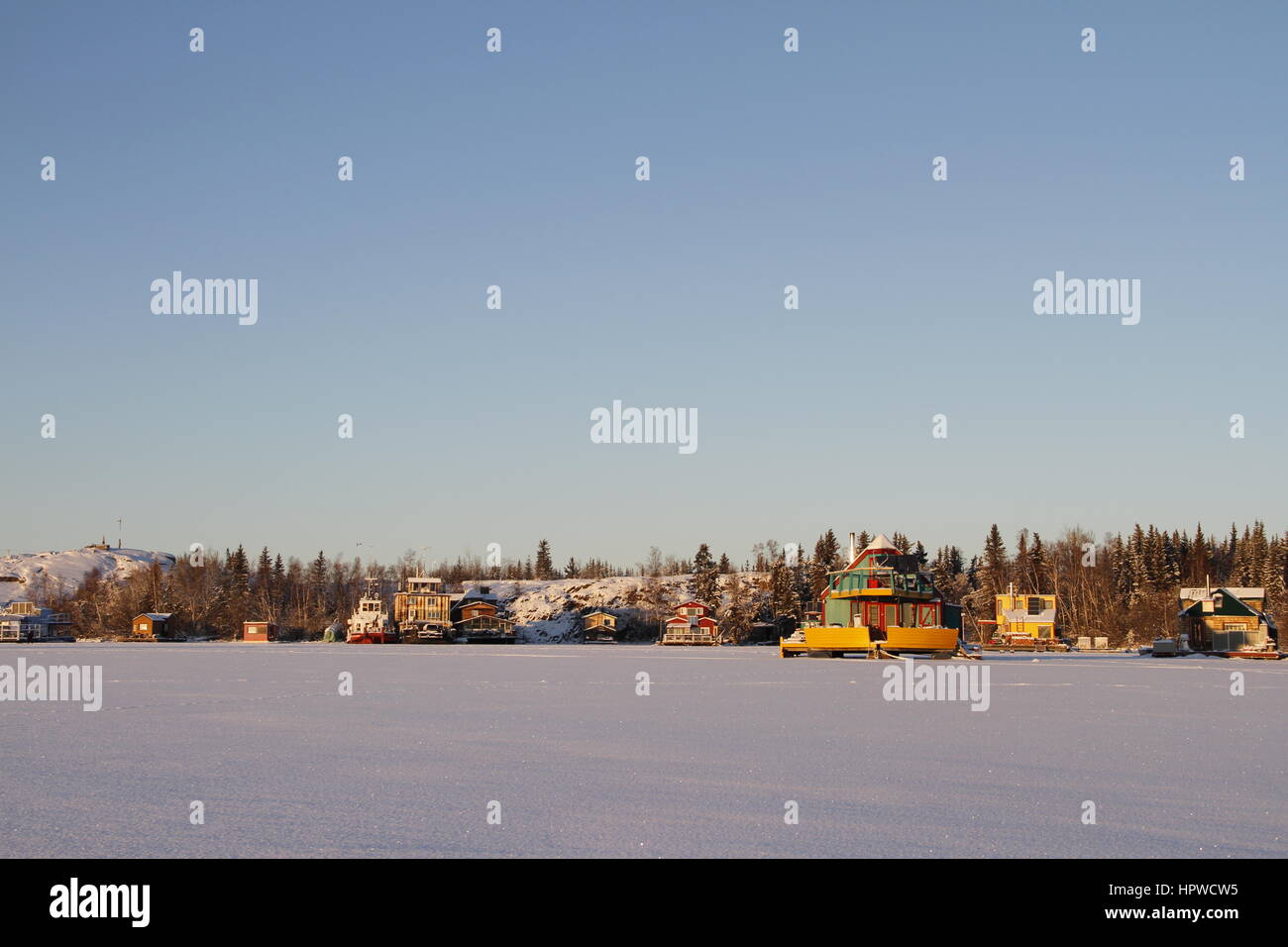 Houseboats on Yellowknife Bay in Great Slave Lake, Yellowknife