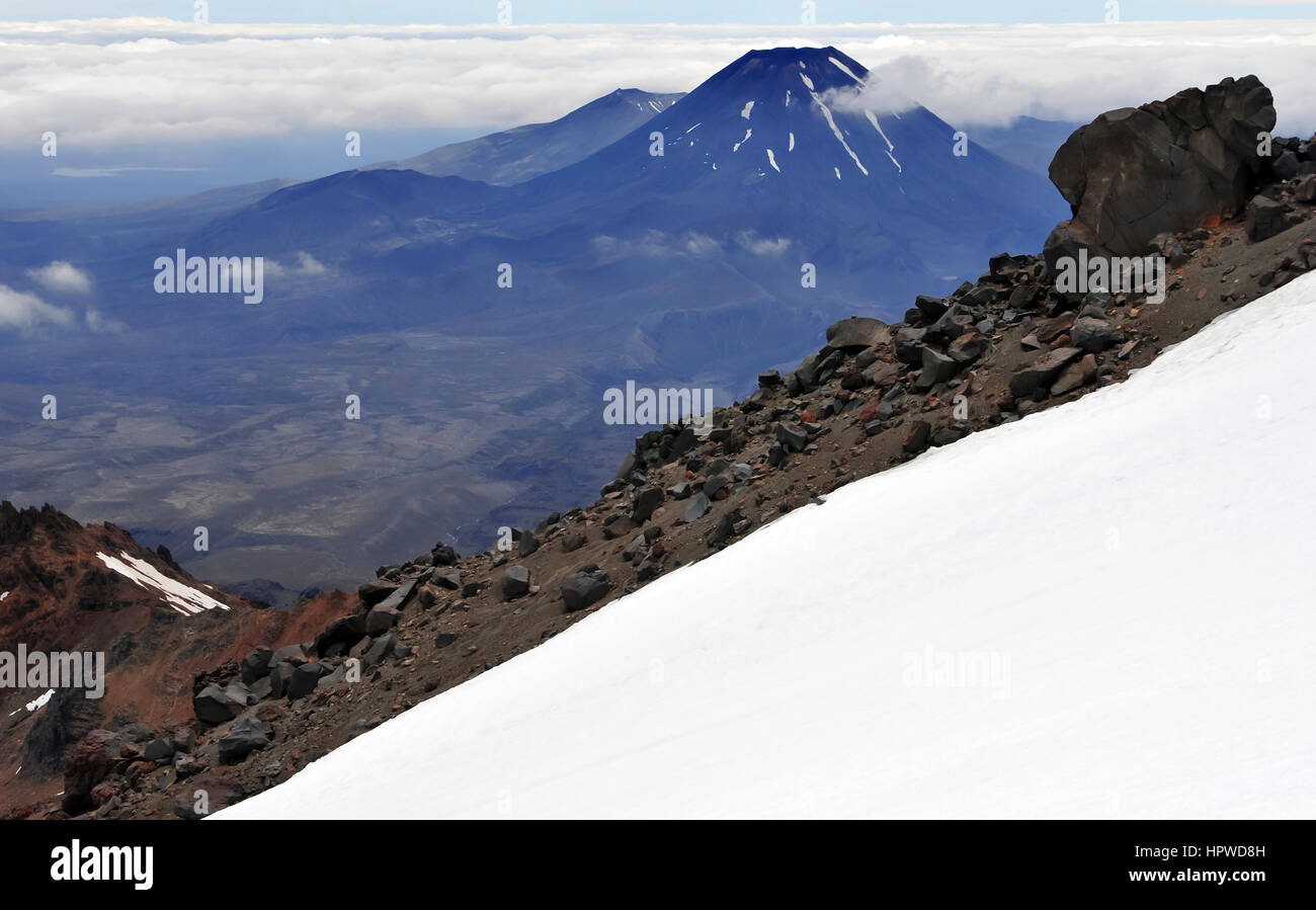 Alpine landscape on Mount Ruapehu, near Mount Ngaruhoe, Tongariro National Park, New Zealand Stock Photo