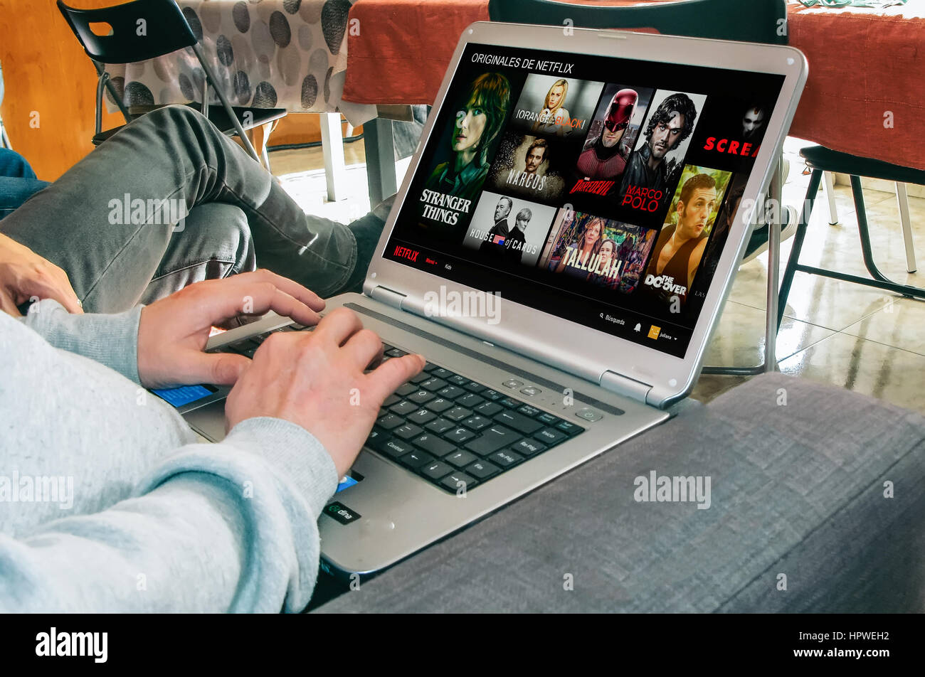 Netflix app on Laptop screen Stock Photo