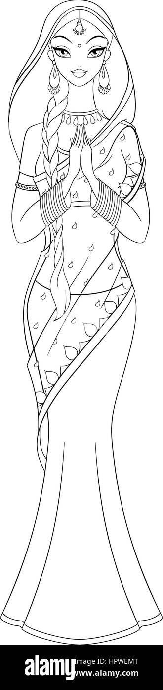 Indian Girl In Saree Drawing