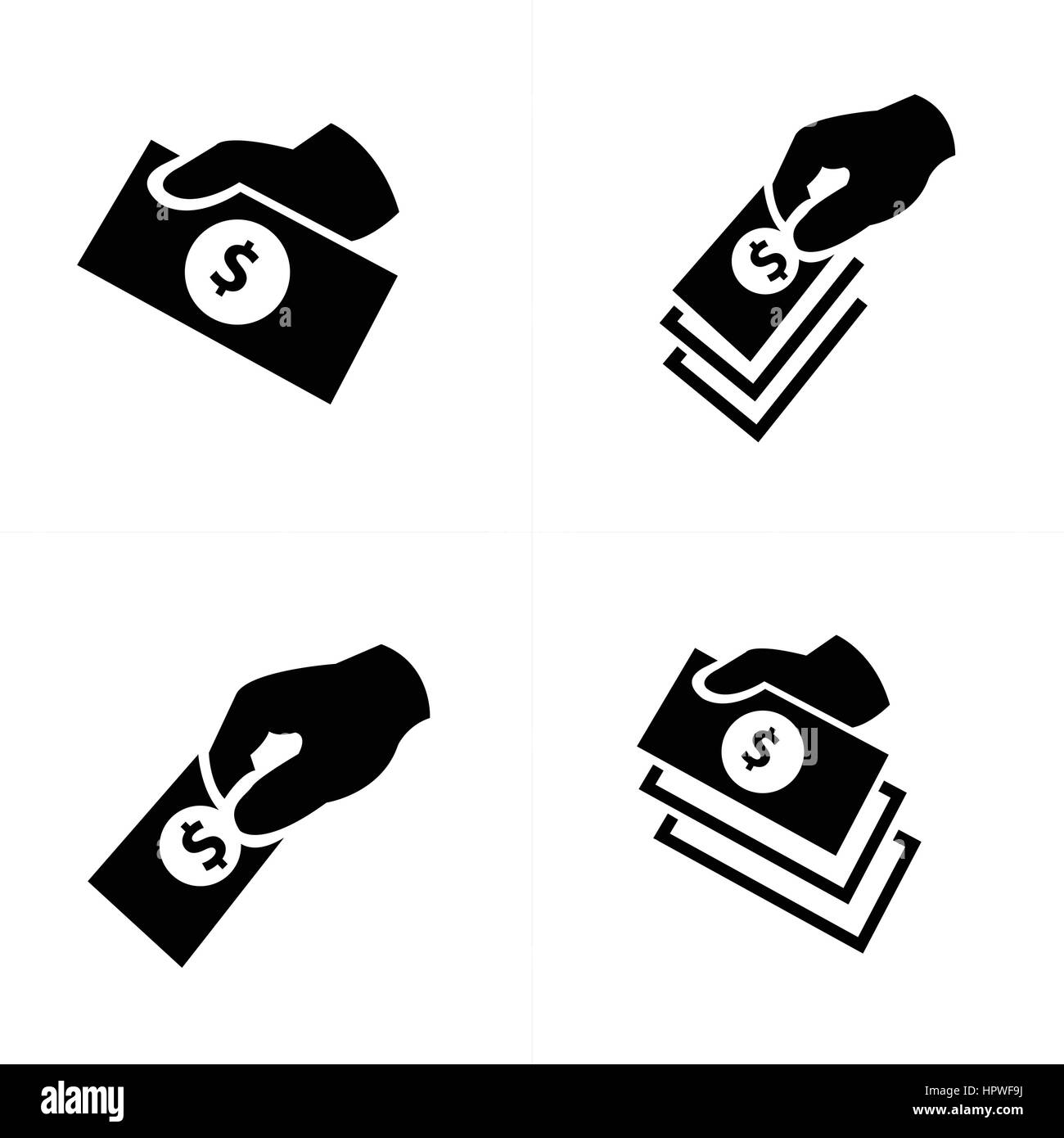 Cartoon businessman holding money Black and White Stock Photos & Images ...