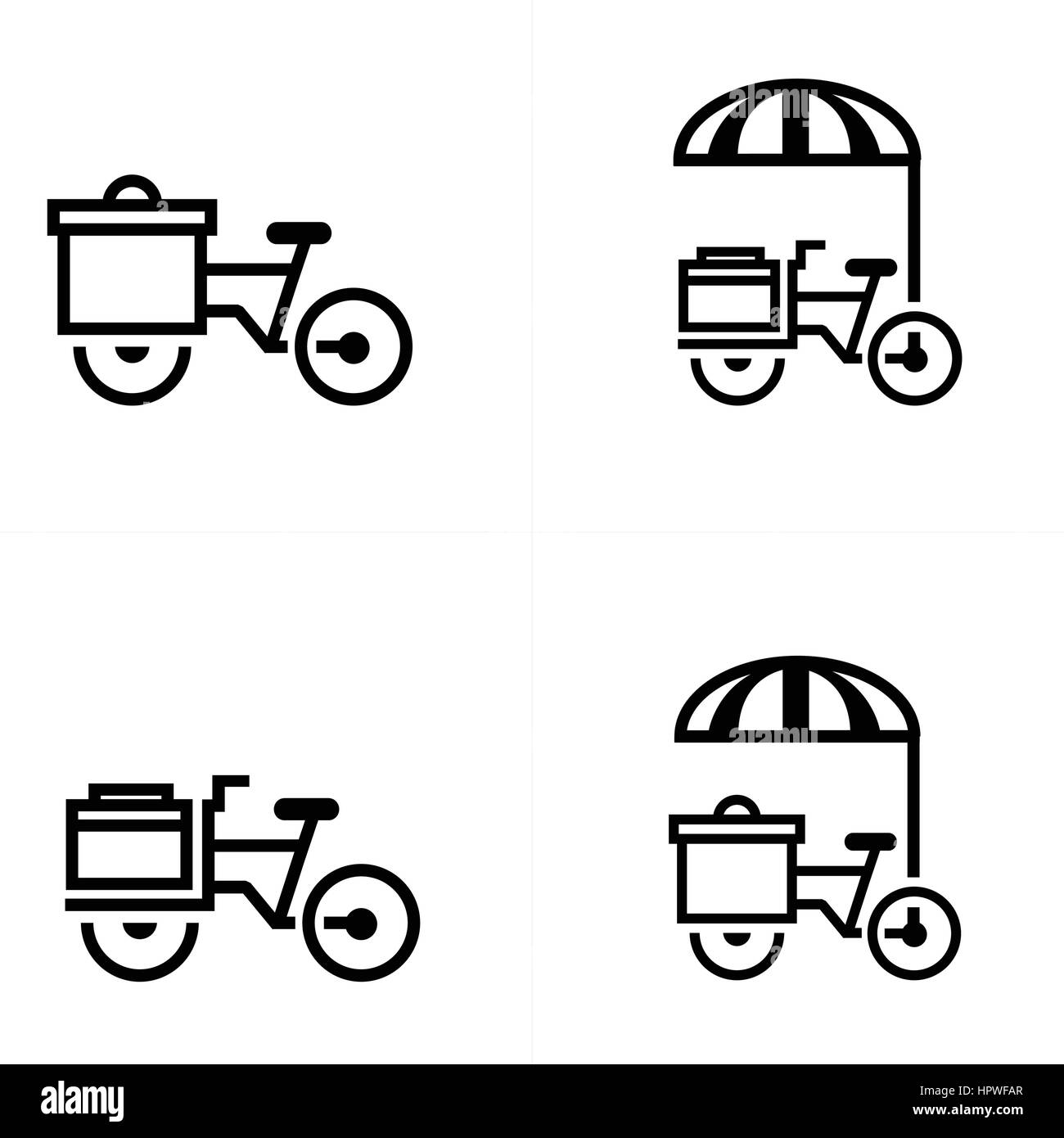 Mobile food bicycle icons Stock Vector