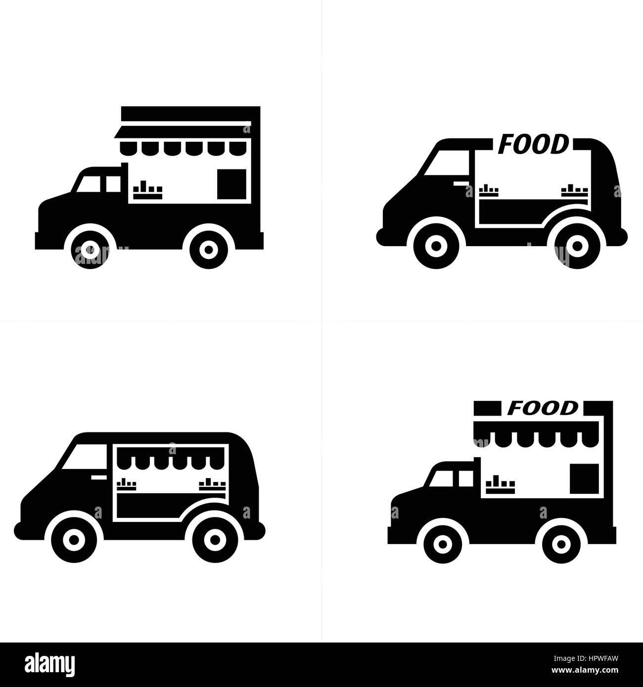 Mobile food car icons Stock Vector