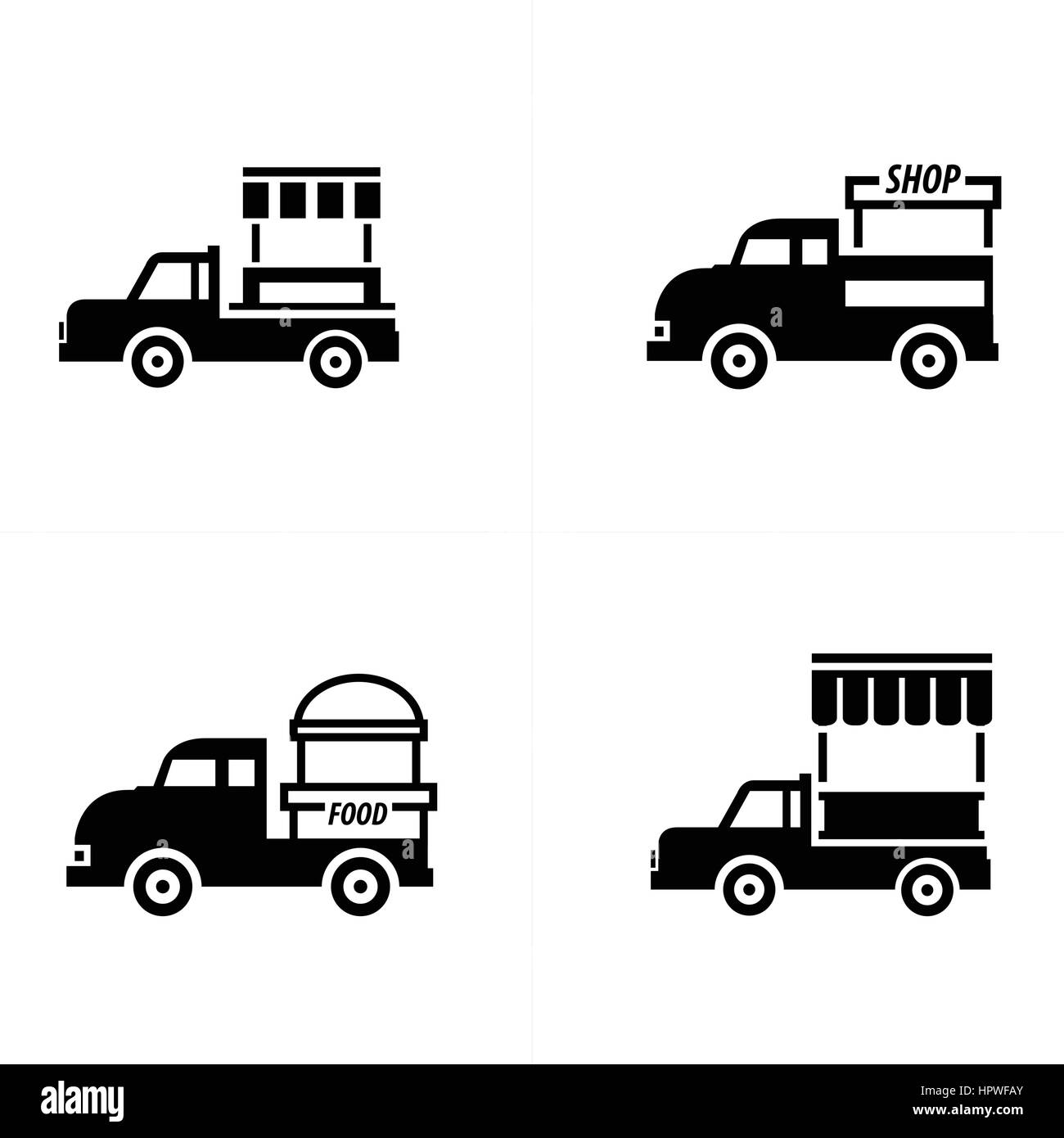 Design Mobile food car icons Stock Vector