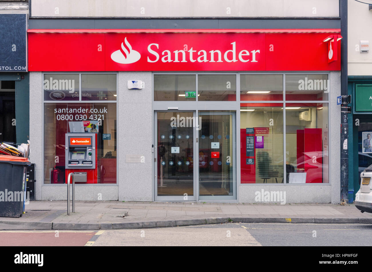 The Sanatander branch on Whiteladies Road in Clifton Down, Bristol, UK Stock Photo