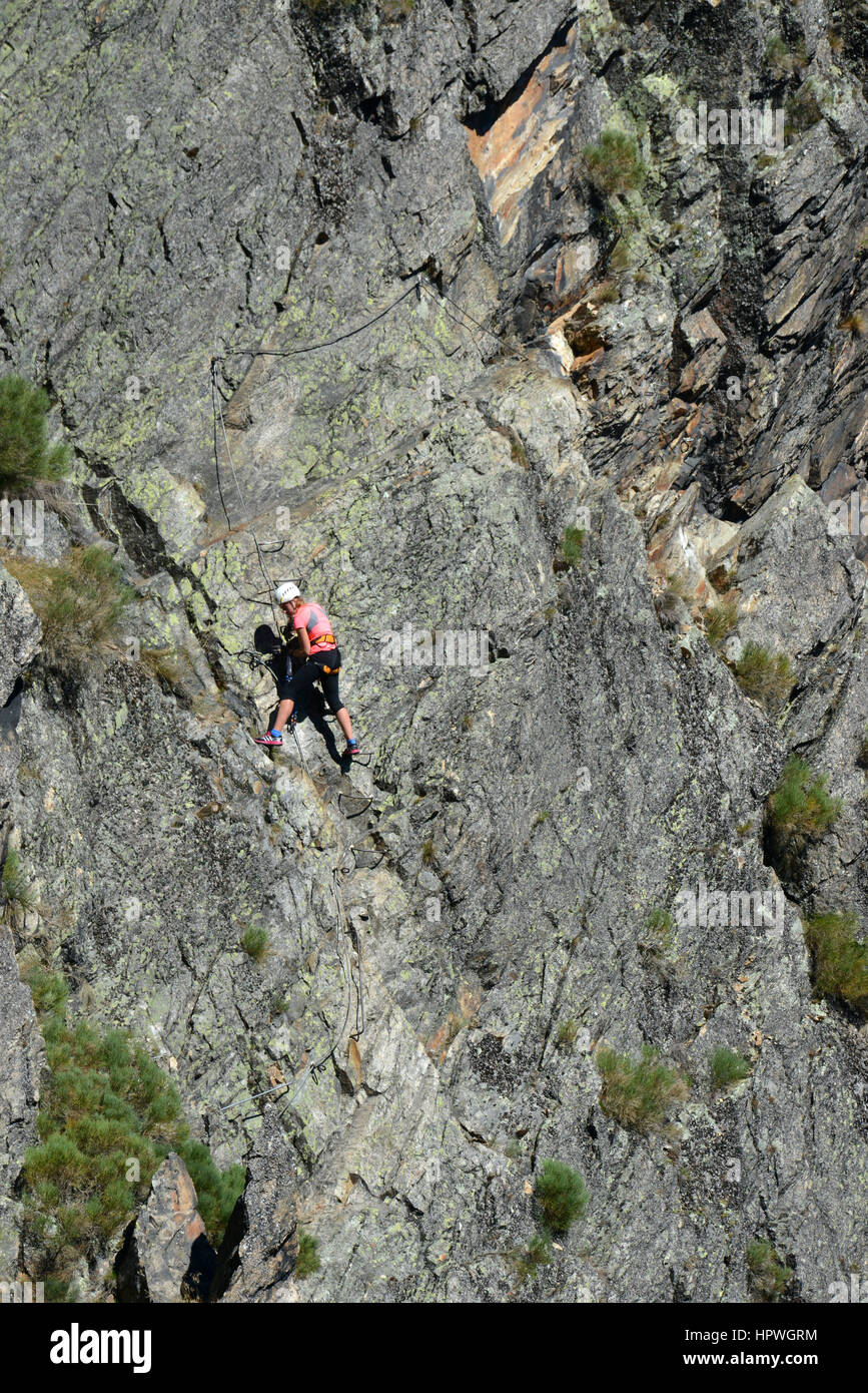 Planfoy (south-eastern France): via Ferrata above the Gouffre d'Enfer abyss Stock Photo