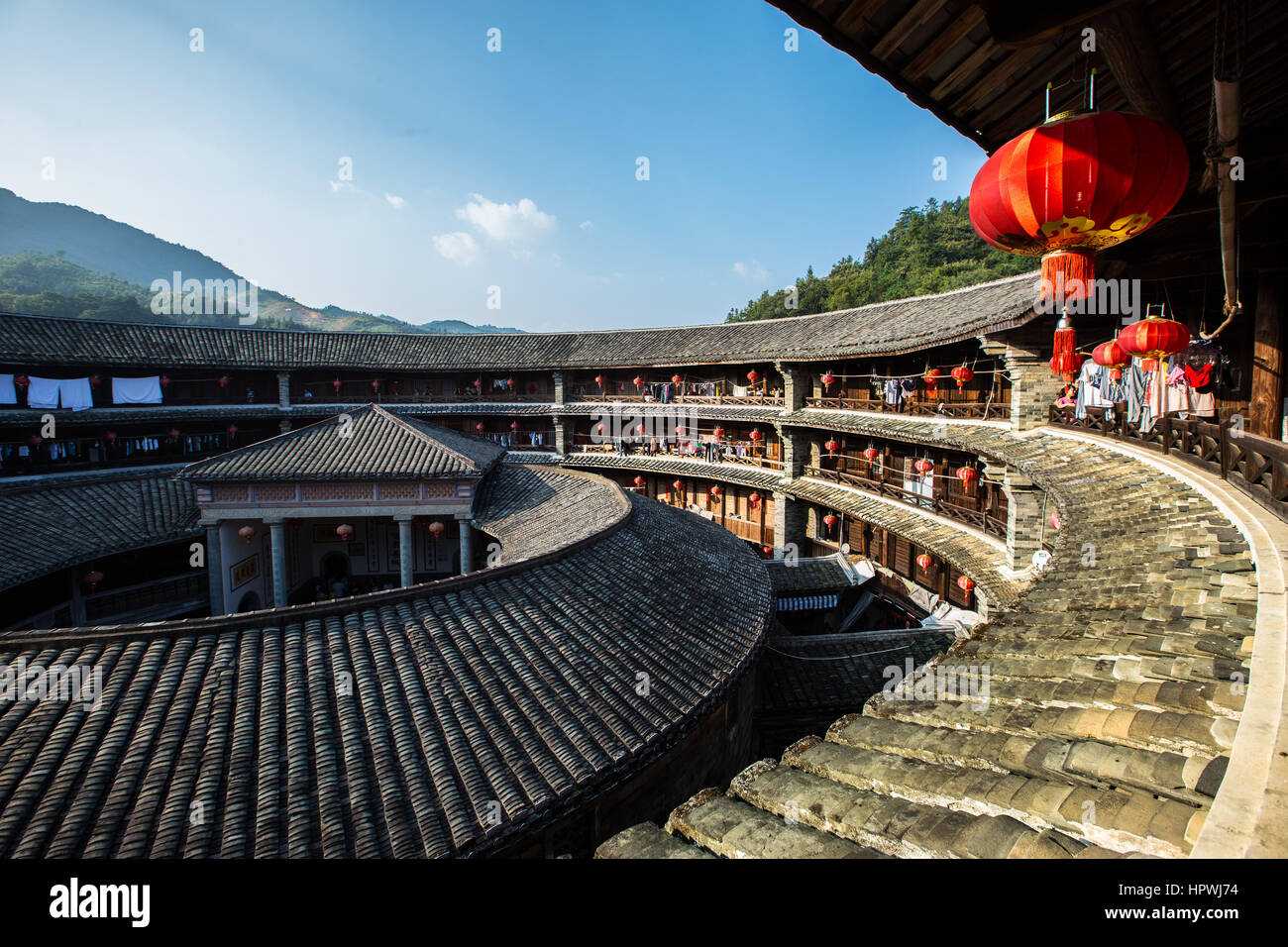 Fujian earth buildings in yongding Stock Photo
