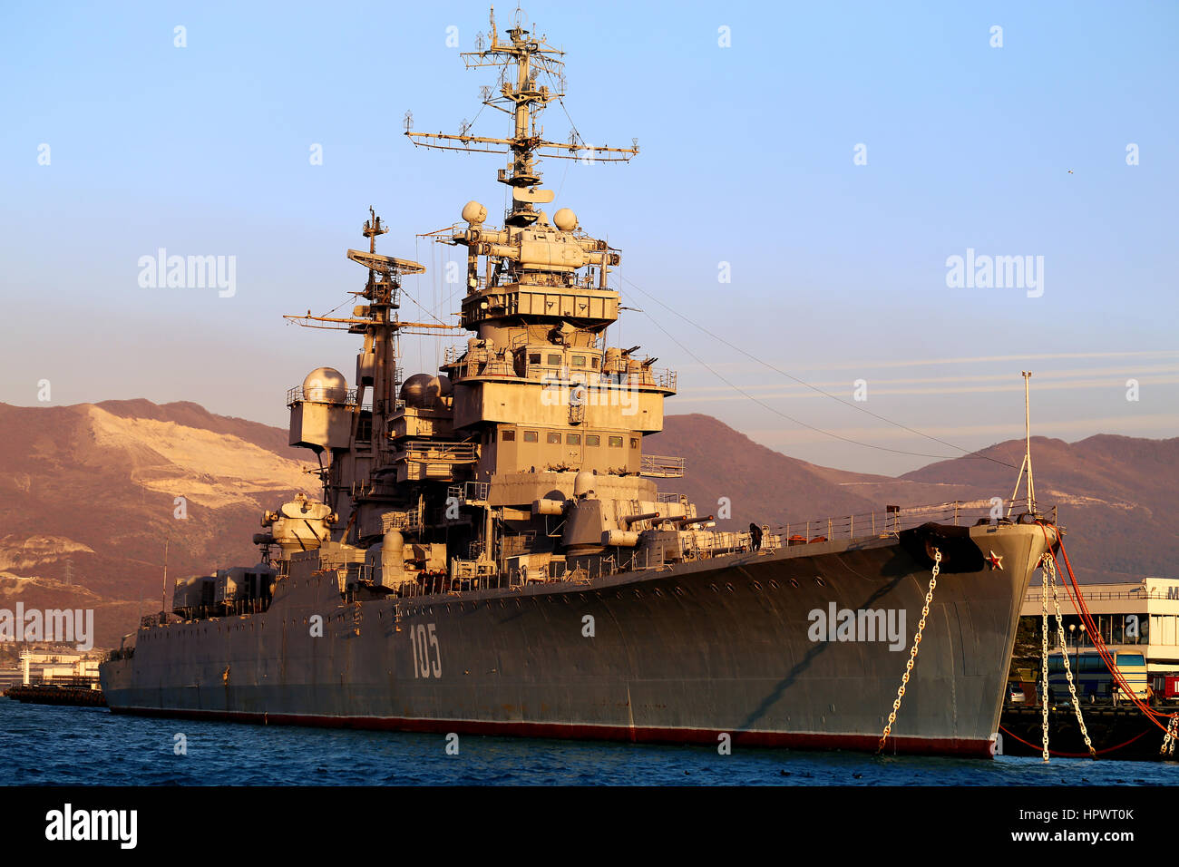 The cruiser Mikhail Kutuzov in Novorossiysk in Russia Stock Photo - Alamy
