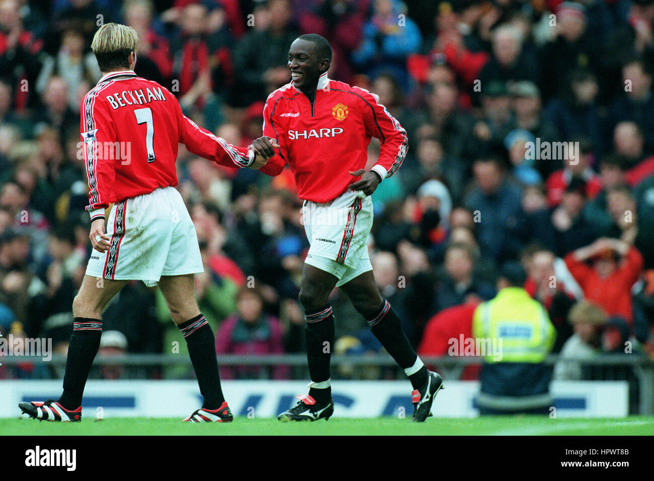 David Beckham Dwight Yorke Manchester United Fc 18 October 1998 Stock Photo Alamy