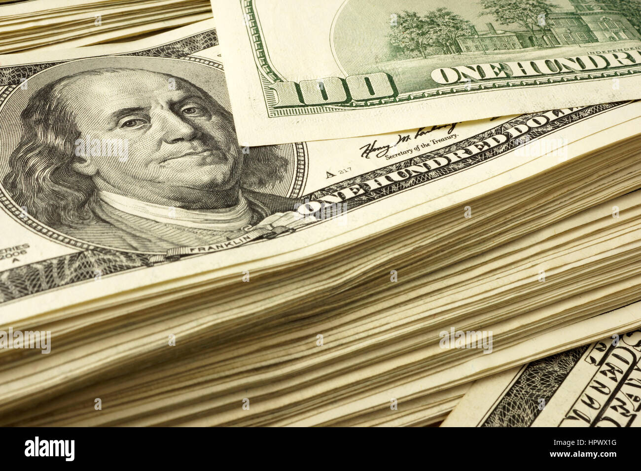 Big amount of cash dollars. Background from cash. Stock Photo