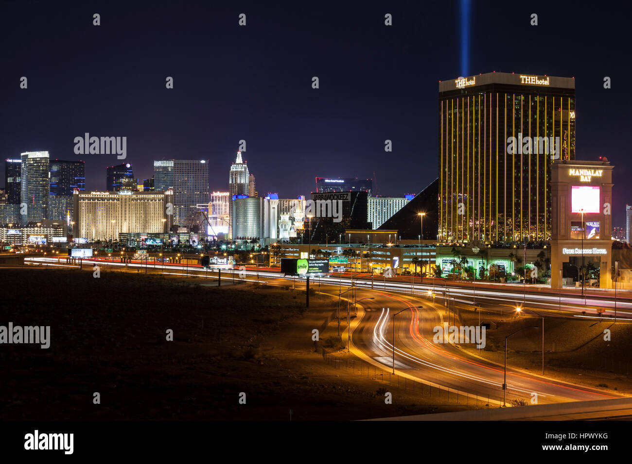 Editorial view of traffic leading to the Las Vegas strip. Stock Photo