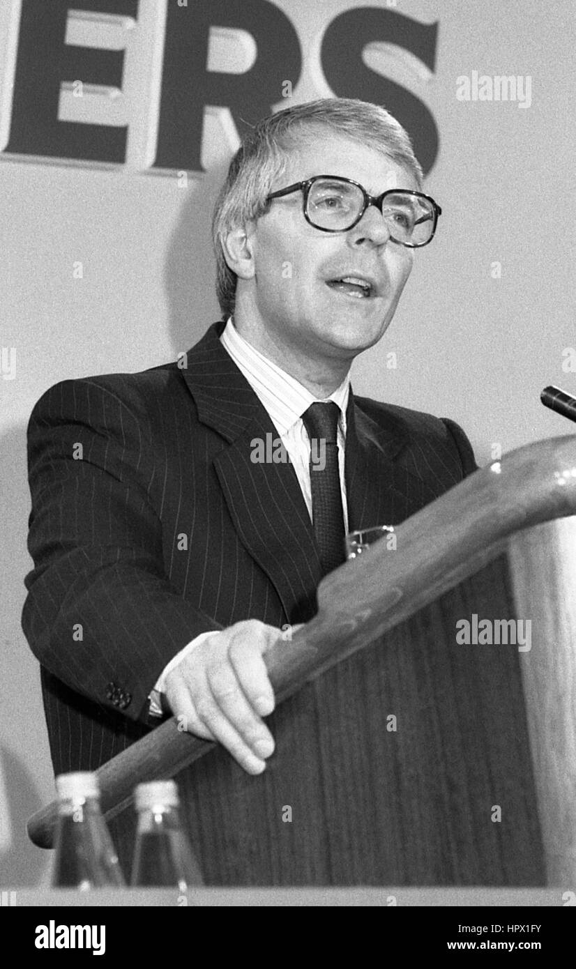 Rt. Hon. John Major, British Prime Minister, speaks at the Conservative Women's Conference in London, England on June 27, 1991. Stock Photo