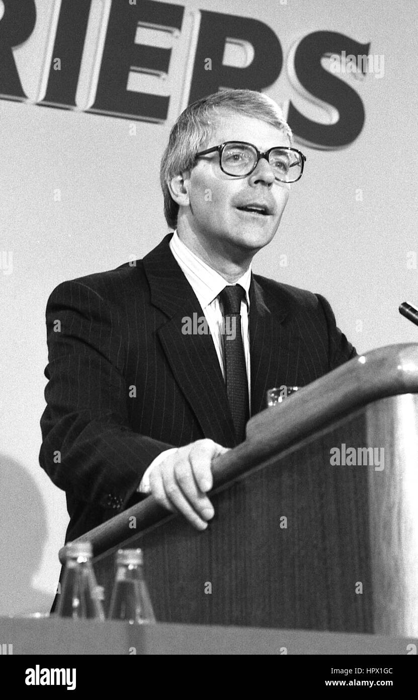 Rt. Hon. John Major, British Prime Minister, speaks at the Conservative Women's Conference in London, England on June 27, 1991. Stock Photo
