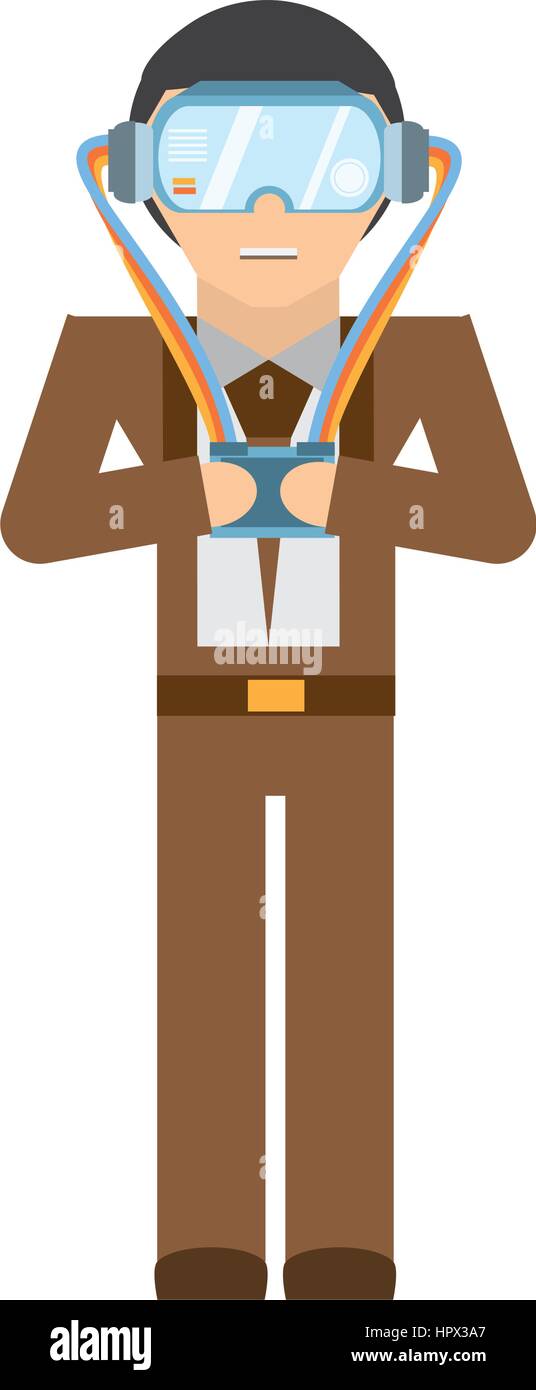 Man wearing virtual reality simulator goggles Stock Vector Images - Alamy