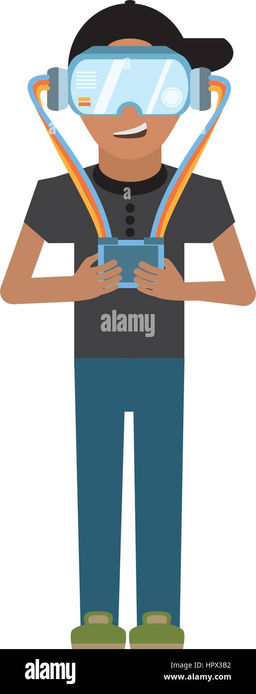 man wearing vr goggles with control Stock Vector Image & Art - Alamy