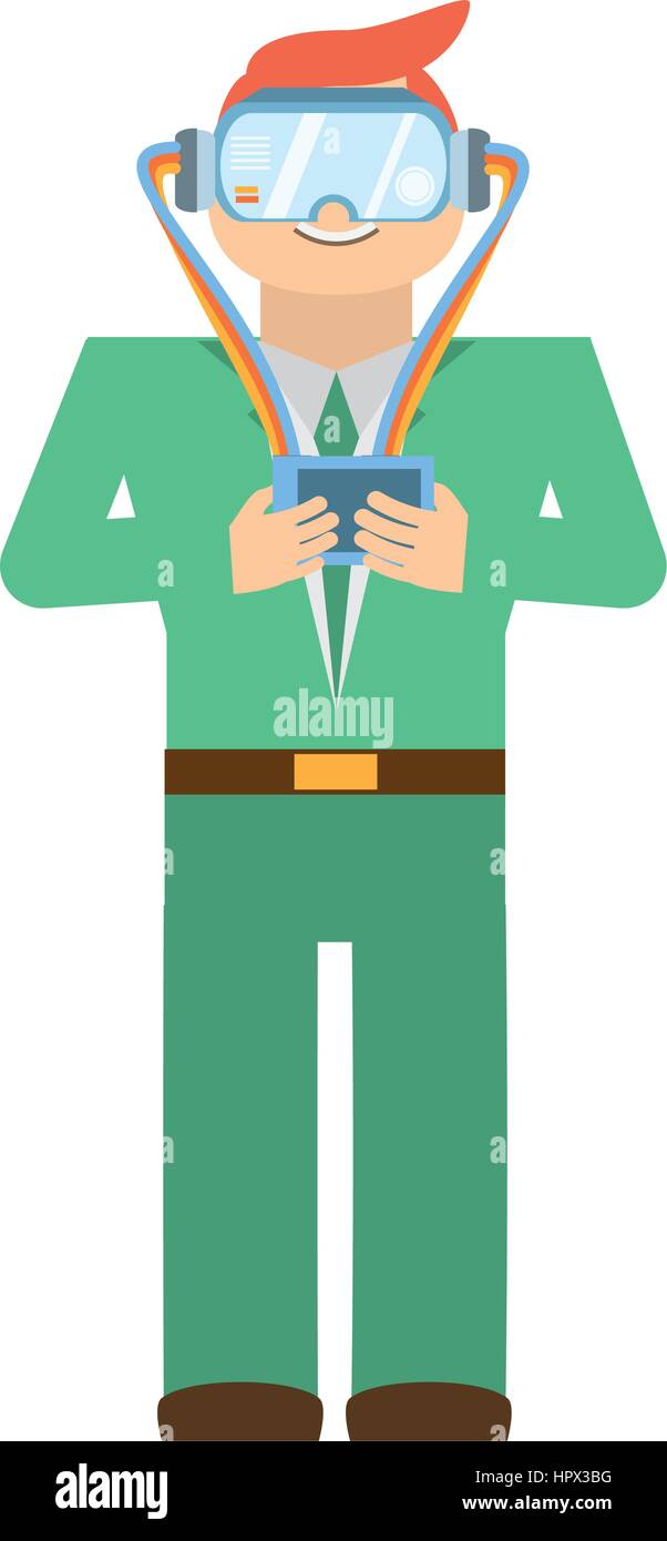 man wearing vr goggles with control Stock Vector Image & Art - Alamy