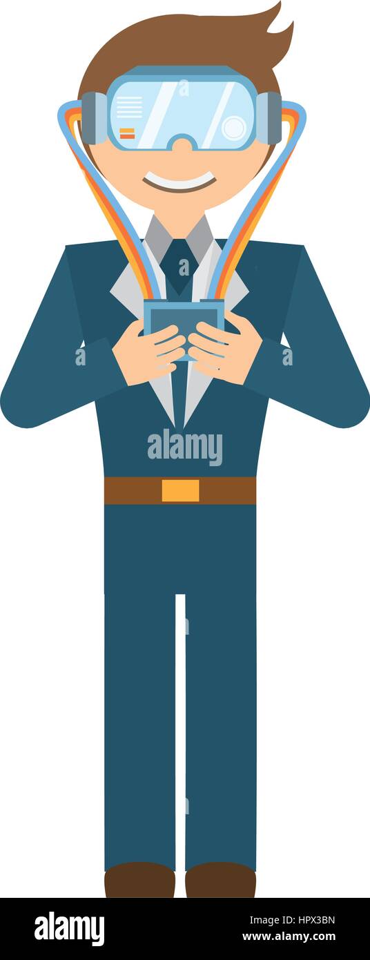 man wearing vr goggles with control Stock Vector Image & Art - Alamy