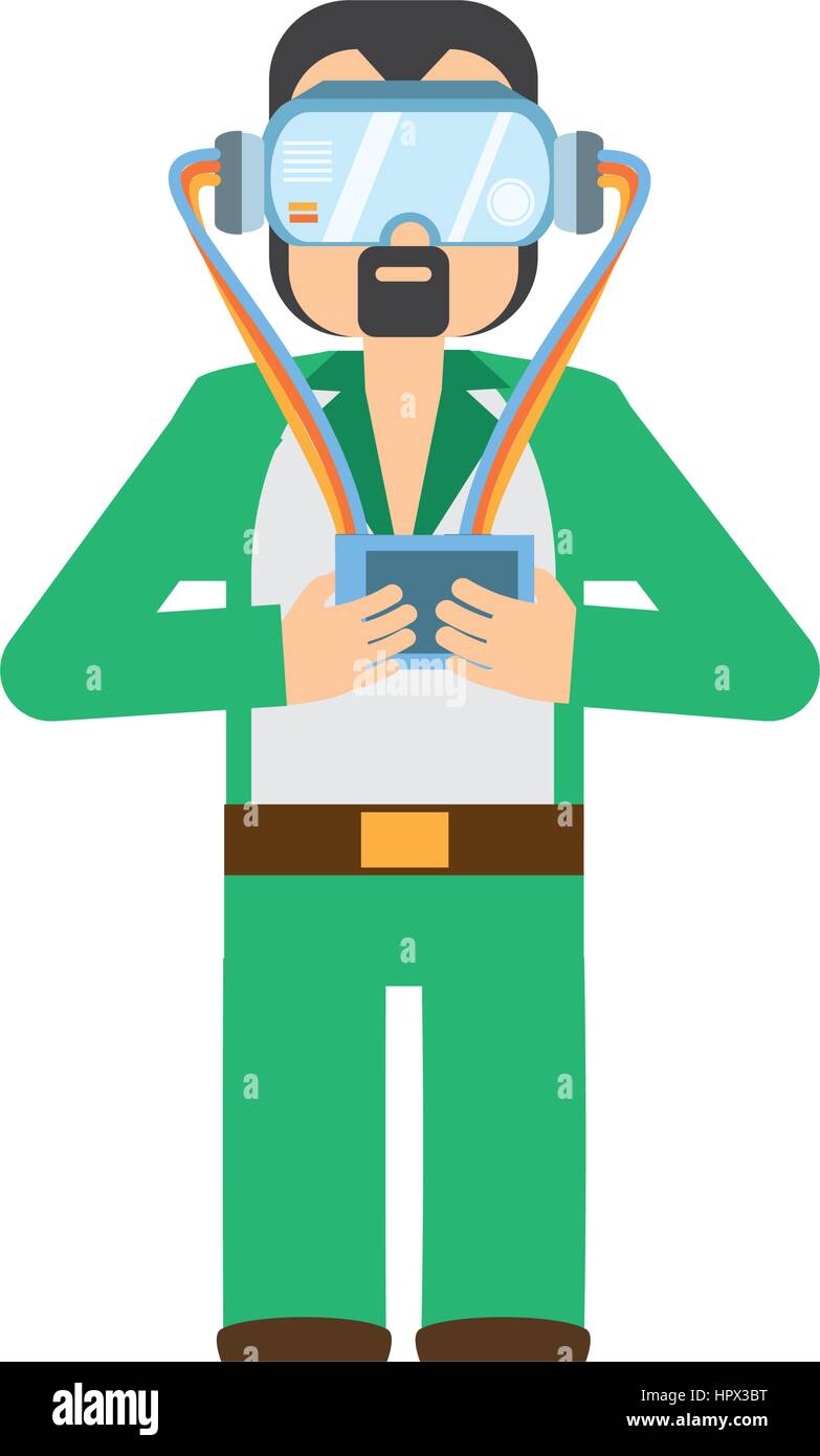 man wearing vr goggles with control Stock Vector Image & Art - Alamy