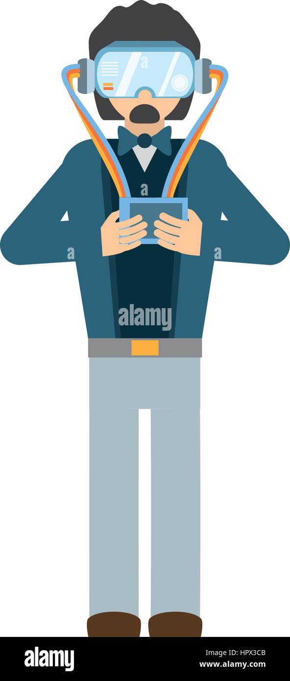 man wearing vr goggles with control Stock Vector Image & Art - Alamy