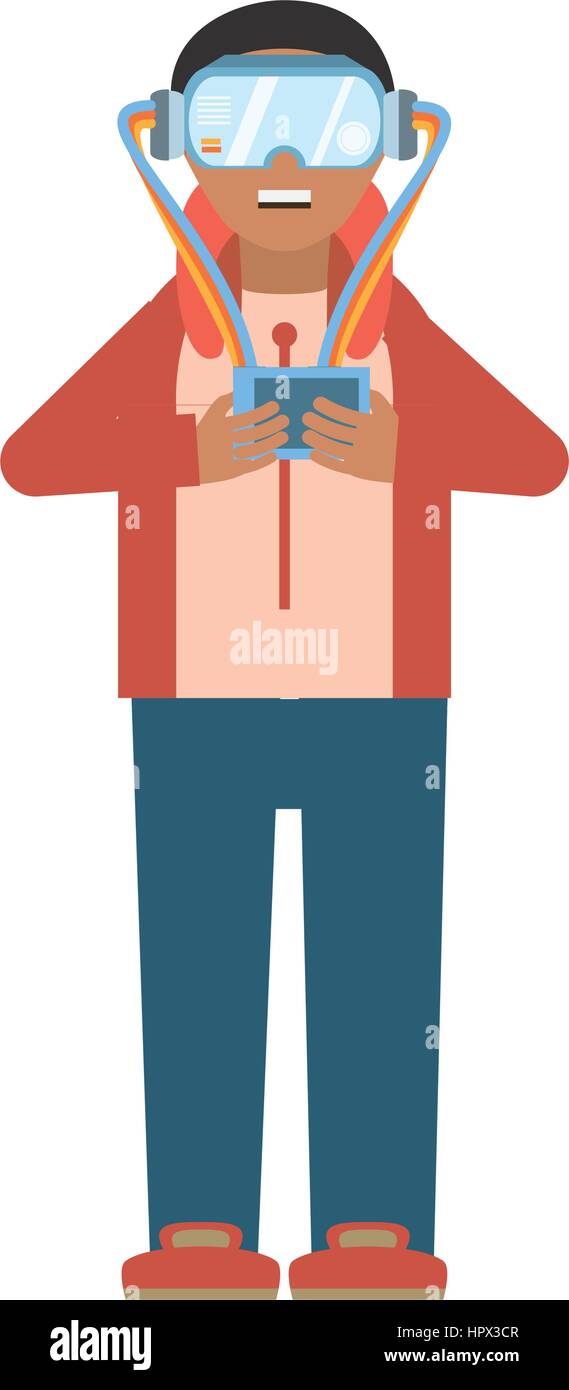 man wearing vr goggles with control Stock Vector Image & Art - Alamy