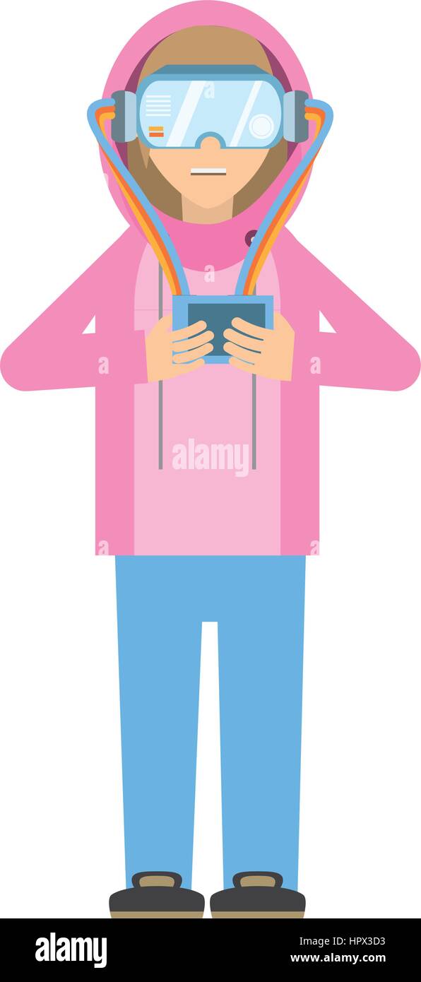 man wearing vr goggles with control Stock Vector Image & Art - Alamy