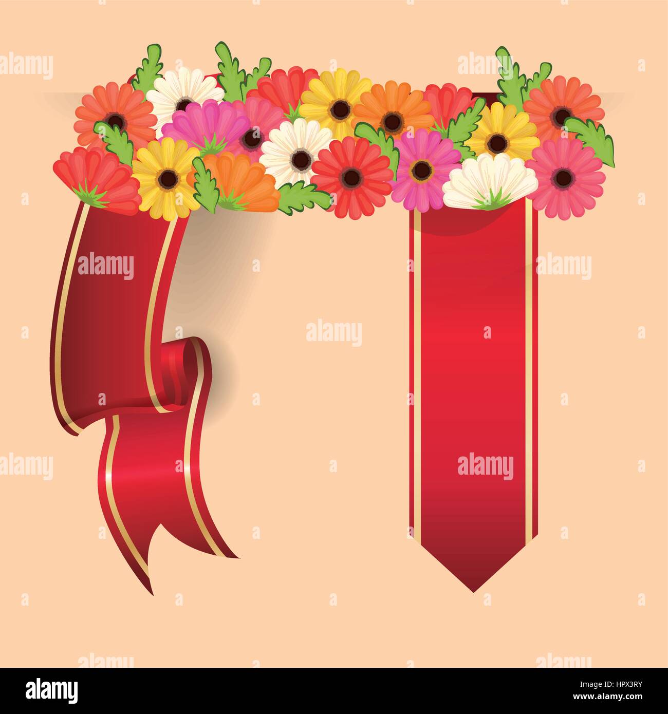 spring flowers ribbon decoration design Stock Vector Image & Art - Alamy