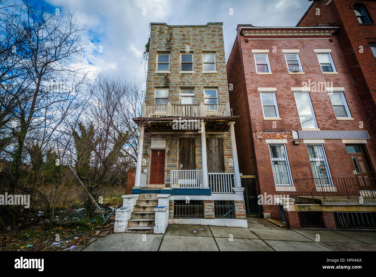 House along Carey Street, at Franklin Square, in Baltimore, Maryland