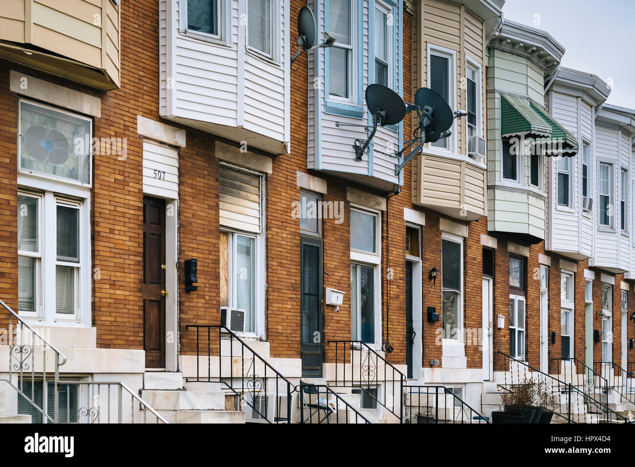 Rowhouses in Greektown, in Baltimore, Maryland Stock Photo Alamy