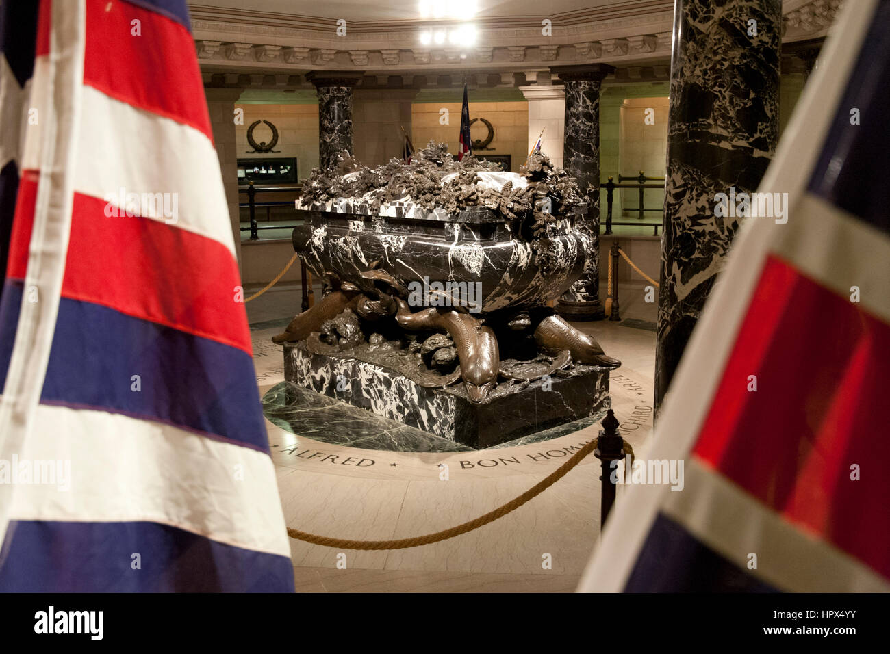 John Paul Jones's tomb in the chapel at the U.S. Naval Academy, Annapolis, Maryland. Stock Photo