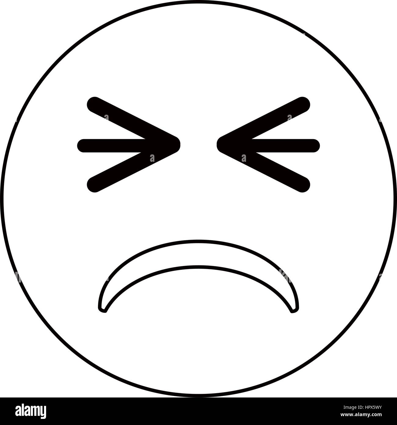 unhappy face emoticon funny thin line Stock Vector Image & Art - Alamy