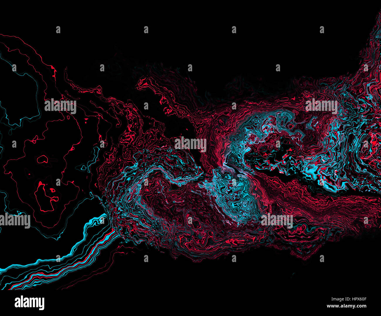abstract blue red twisted waves on a black background Stock Photo - Alamy