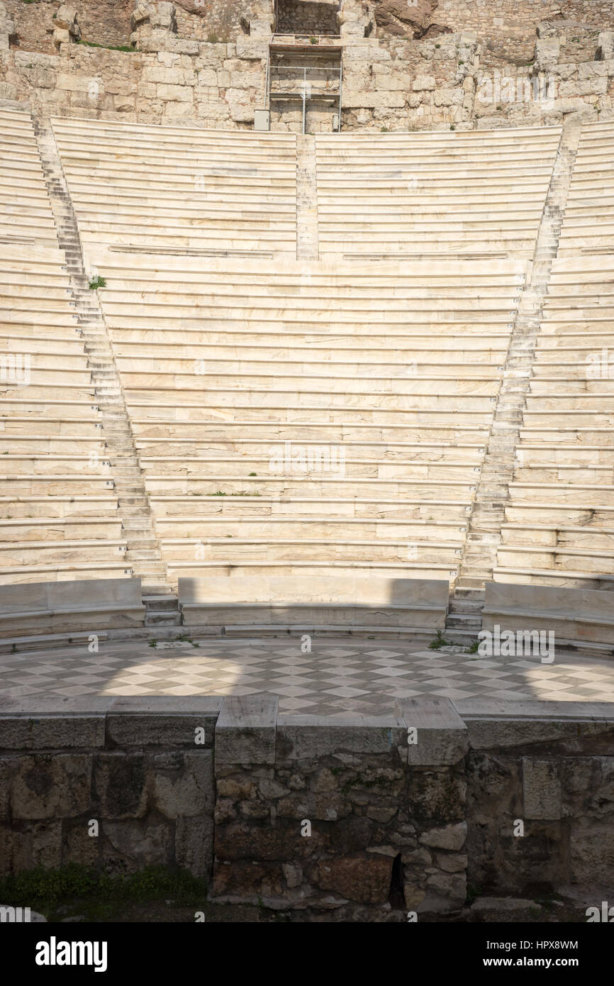 Benches of Odeon Herodes Atticus in Athens, Greece Stock Photo - Alamy