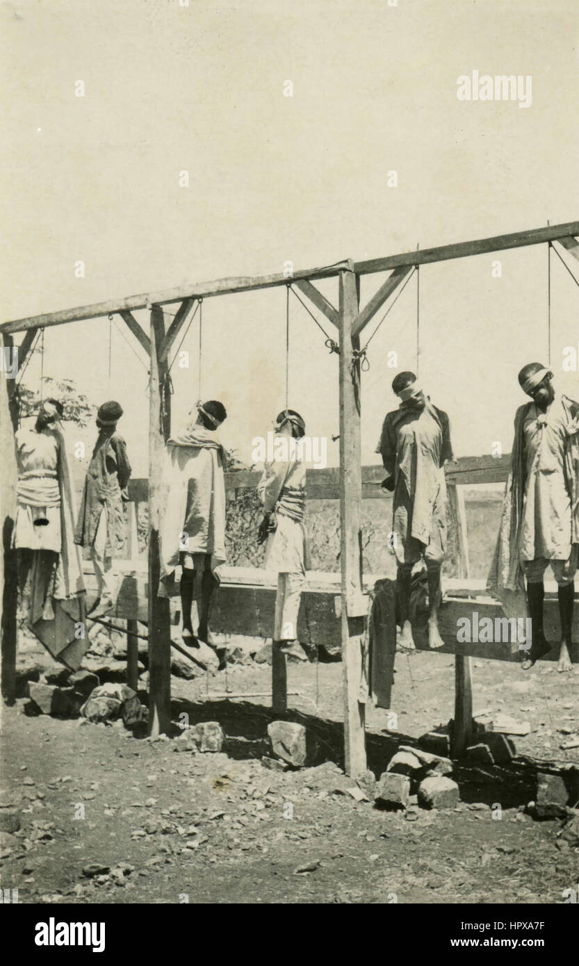 Hanged Abyssinian Dembeguinà traitors, Ethiopia Stock Photo