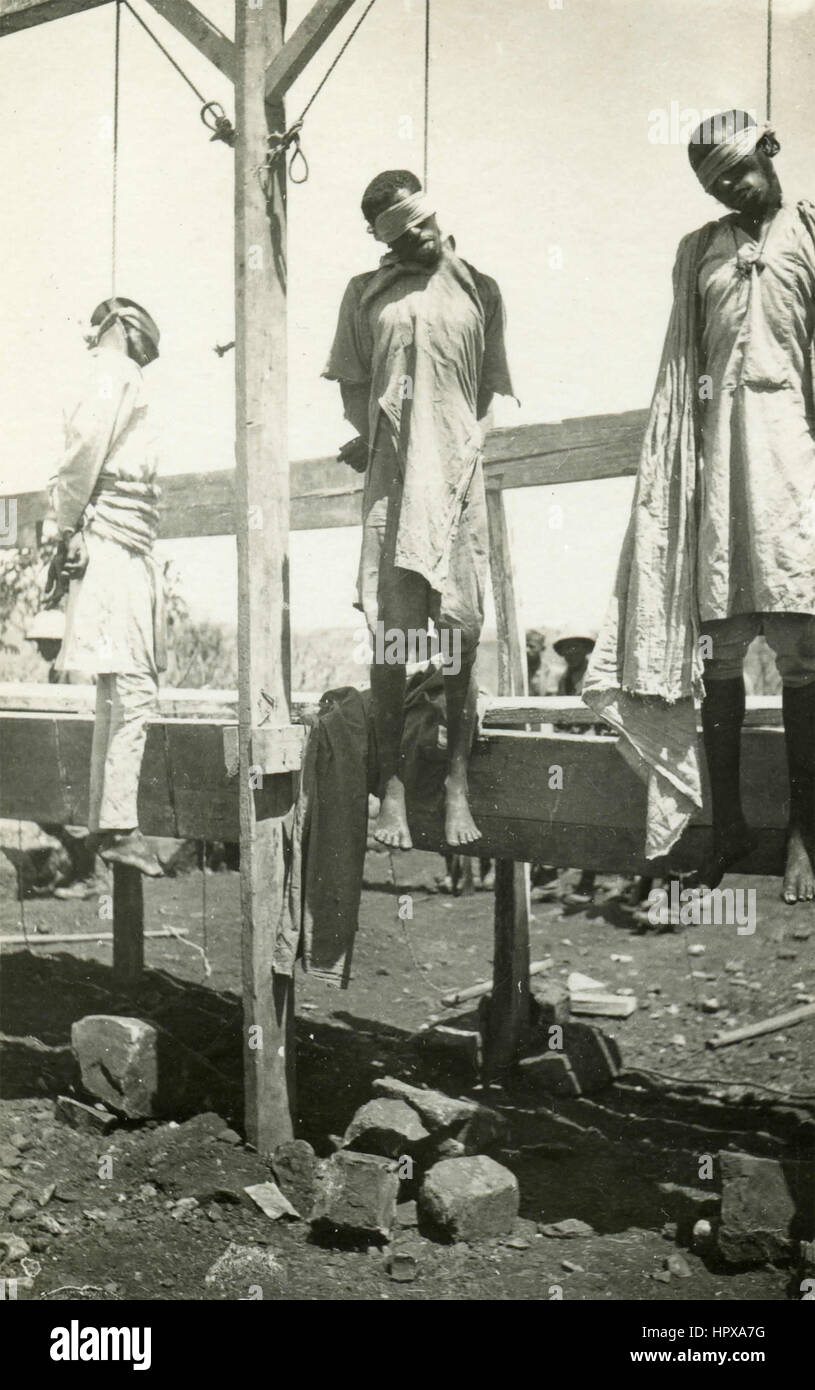 Hanged Abyssinian Dembeguinà traitors, Ethiopia Stock Photo