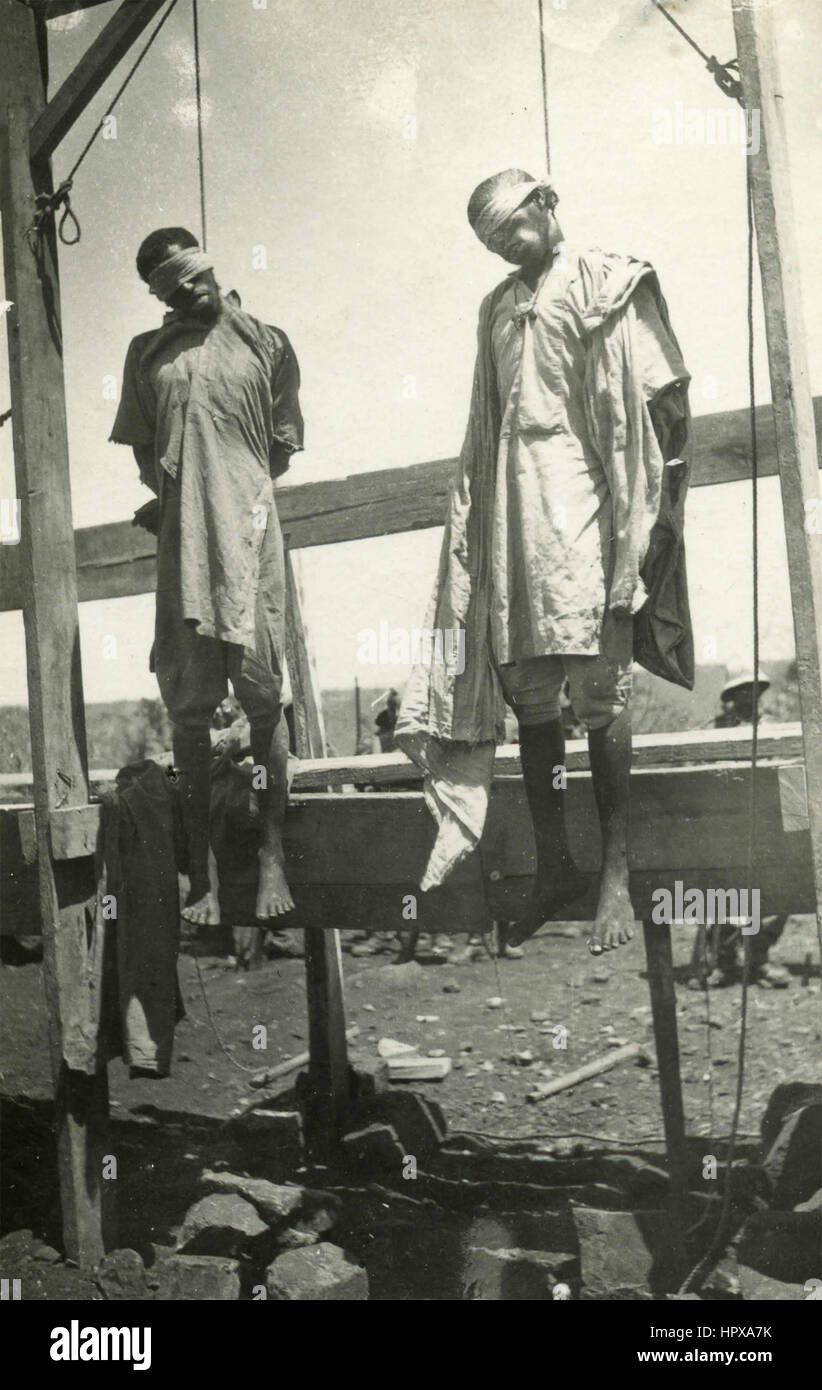 Hanged Abyssinian Dembeguinà traitors, Ethiopia Stock Photo