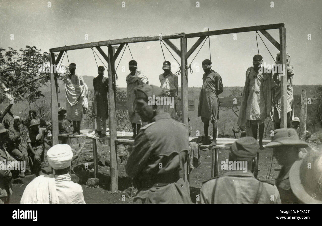 Hanged Abyssinian Dembeguinà traitors, Ethiopia Stock Photo