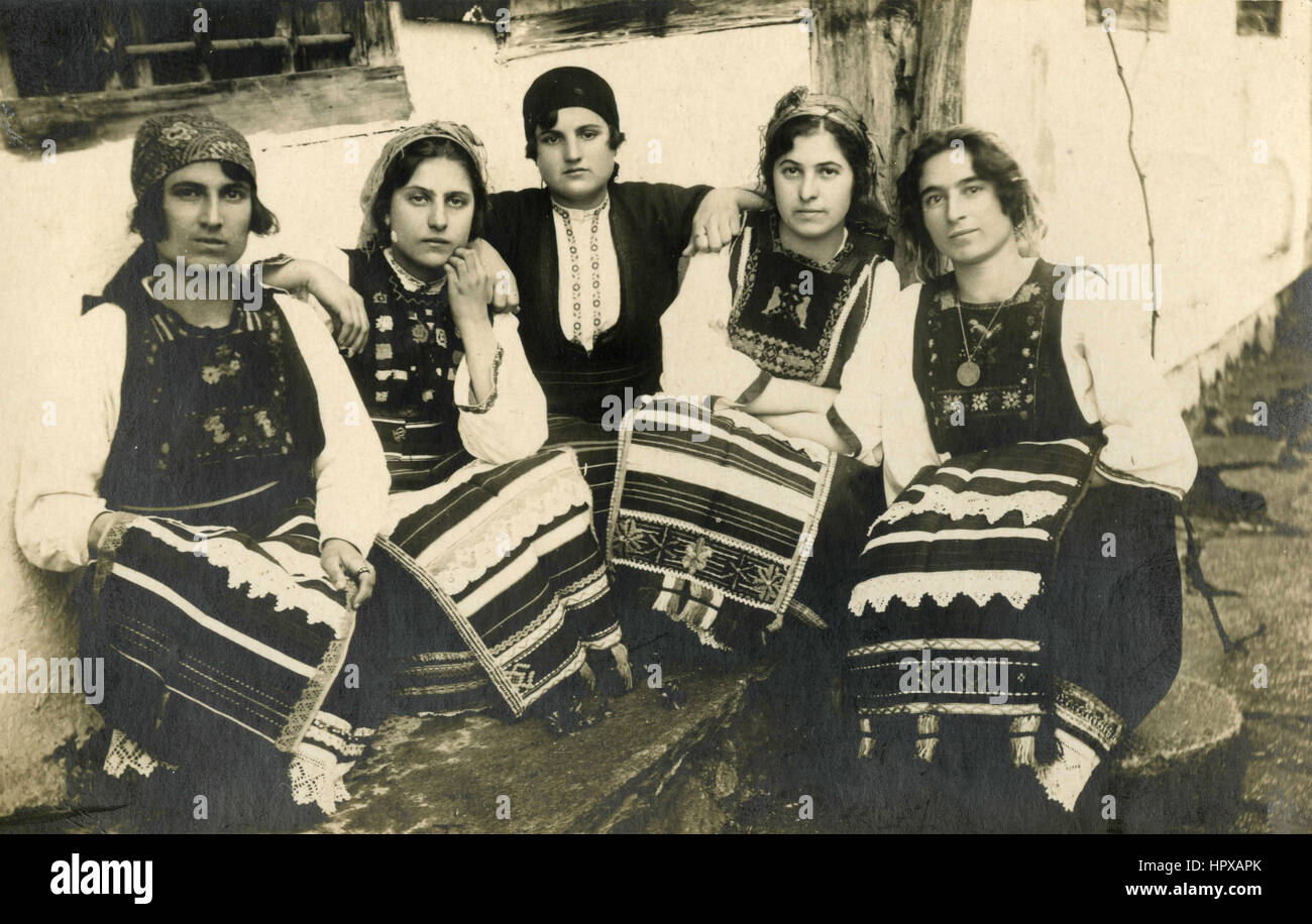 A group wearing traditional national dress, Sophia, Bulgaria Stock Photo