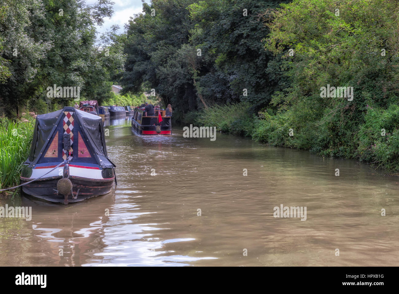 An idylic waterside scence on Britain's canal network. Stock Photo