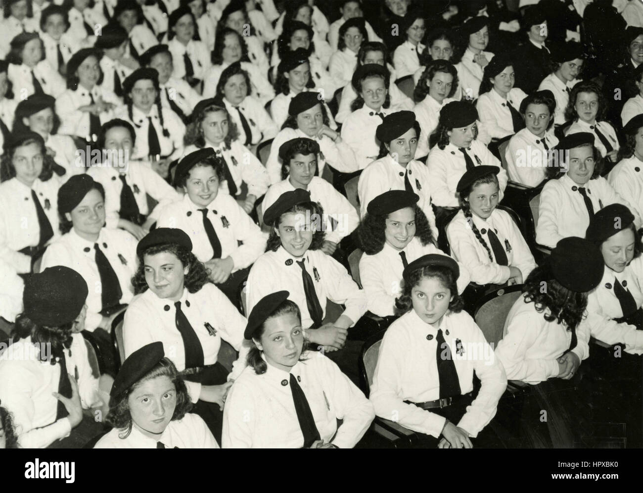 Young Italian Fascist women at teather, Rome, Italy Stock Photo