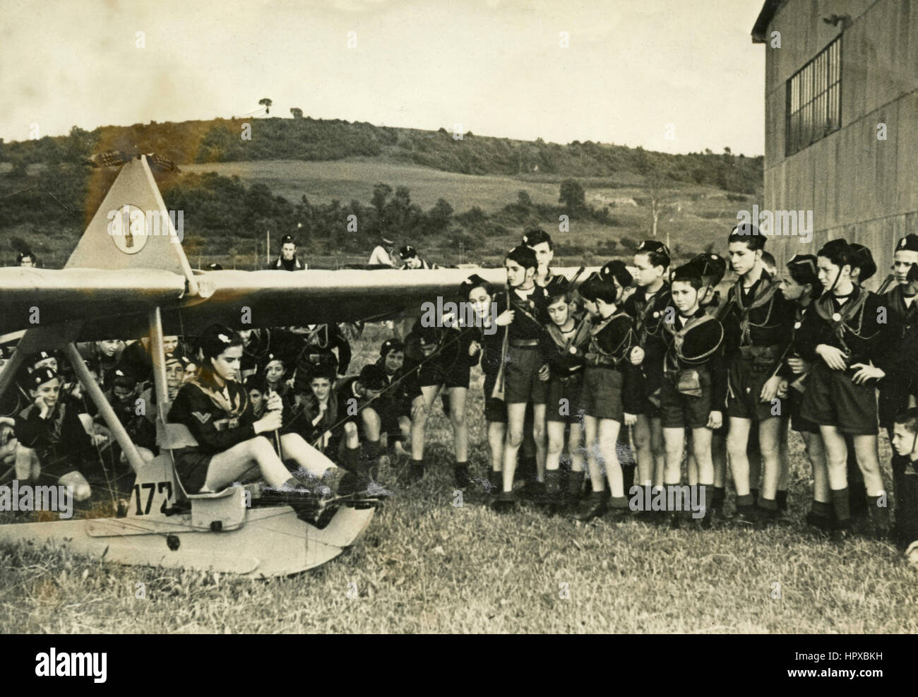Italian children Fascist soldiers Stock Photo