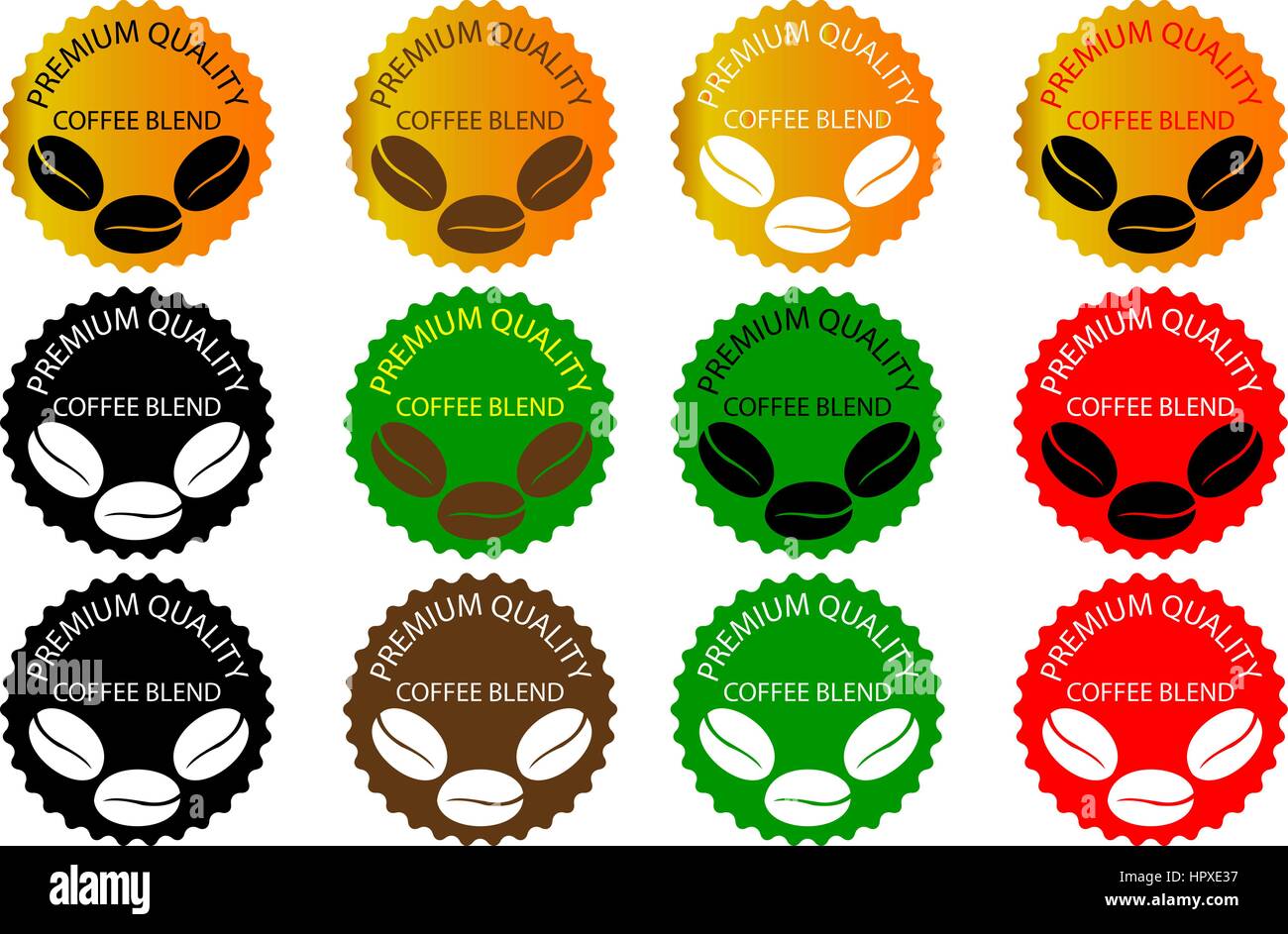 100 coffee blend sticker or label, coffee bean ,Coffee premium