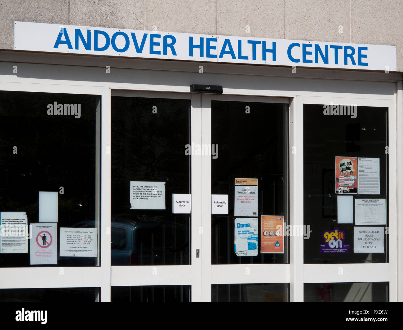 Andover Health Centre entrance to NHS doctors surgery Stock Photo Alamy